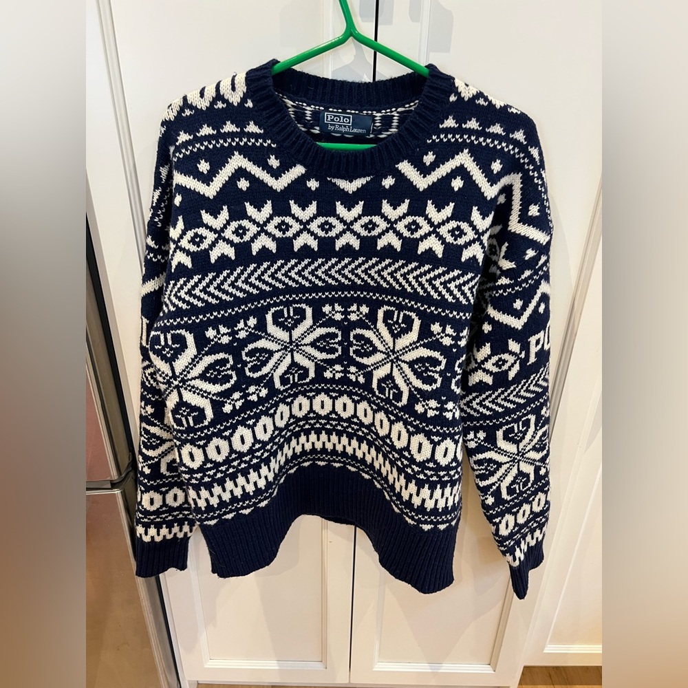 Ralph Lauren polo Navy and Cream Knit Sweater -men’s large